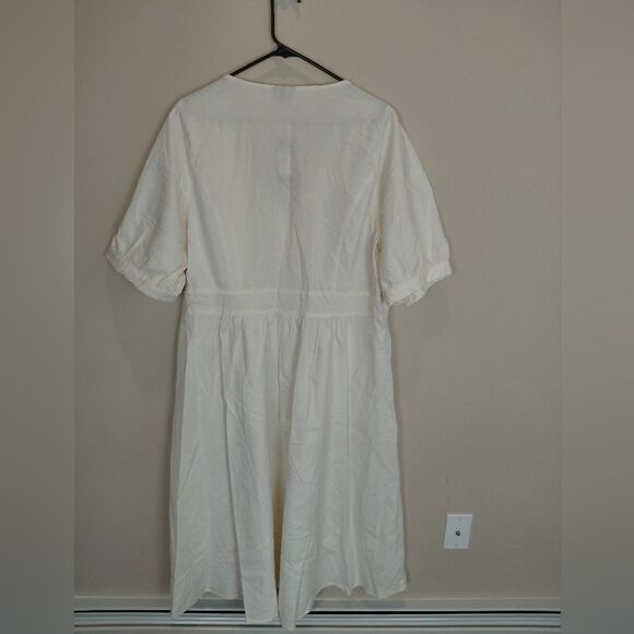 City Chic Ivory Linen Blend Button Up Dress Size 20 NWT - Picture 6 of 8